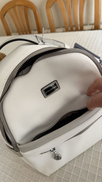 Дамска раница Silver Polo, бяла с елементи в сиво, нова