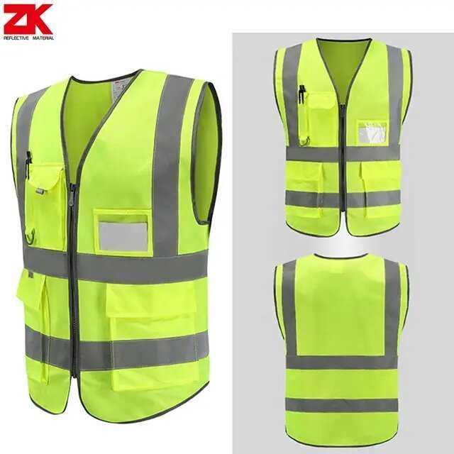 Светлоотразителни жилетки с джобове, Цвят-Жълт
