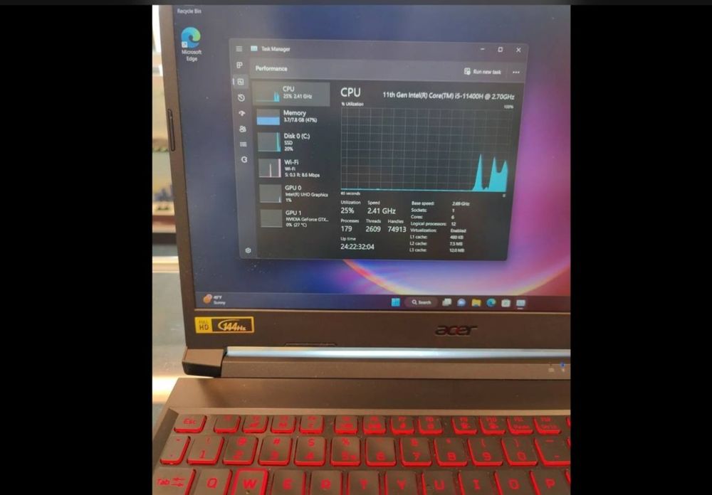 Acer nitro i5 11400H GTX 1650 RAM 8 512 SSD 15.16