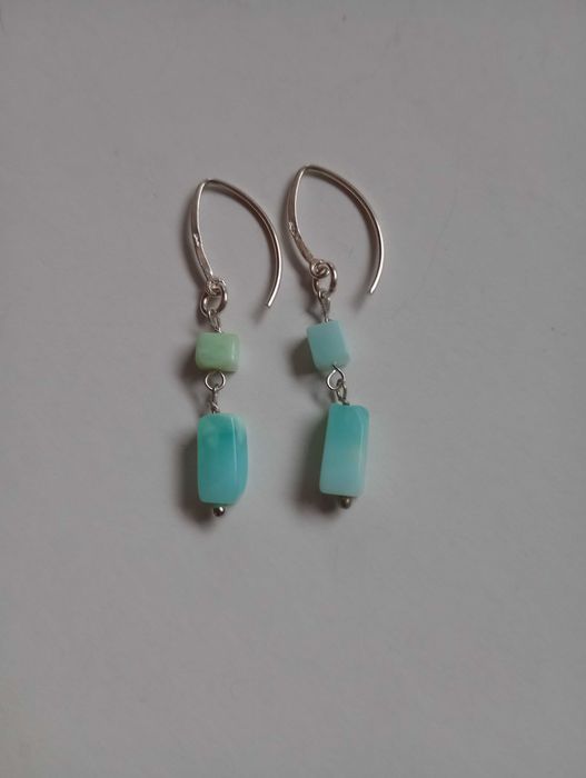 set argint si pietre naturale,opal bleu Peru,bratara si cercei
