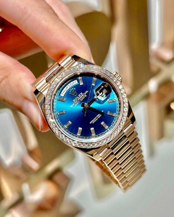 rolex day-date 36mm розово злато/синьо