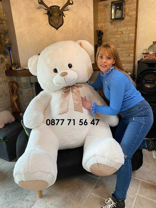 Огромен плюшен мечок 1,7 метра прав 130см седнал заешки пух мега мече