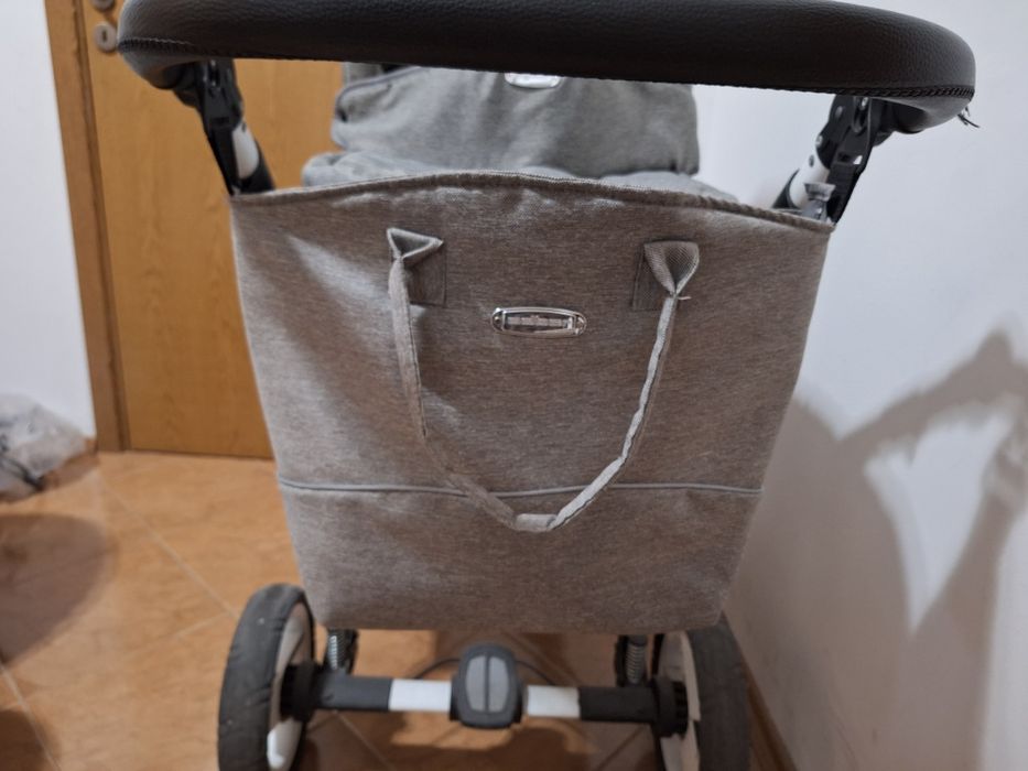 Бебешка количка 3 в 1 Adbor - Nemo len, сив лен