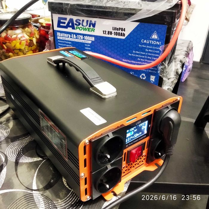 UPS/BACKUP/SURSA 220V=Baterie LiFe 100Ah +Charger +Invertor SinPur 5Kw