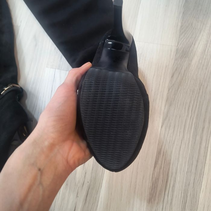 Cizme negre înalte toc 12 cm și platforma, 40