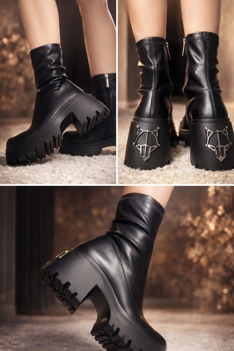 Стильные ботинки с металлическим волком
Размер: 37