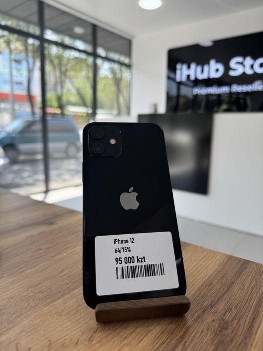 iPhone 12•64GB/75%Black Айфон 12•64ГБ/75%қара