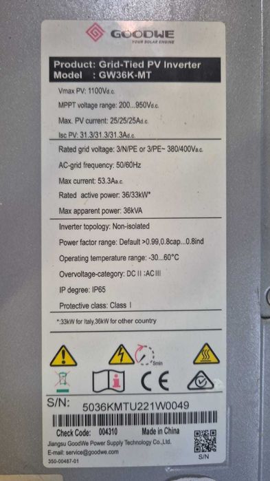 Invertor GOODWE GW36K-MT