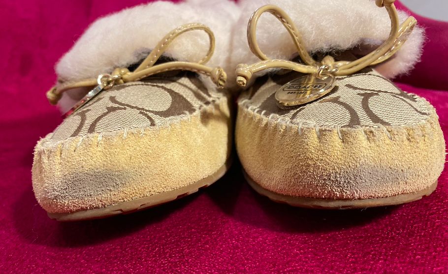 Balerini mocasini COACH - bej cu blana naturala - 37 - purtate o data