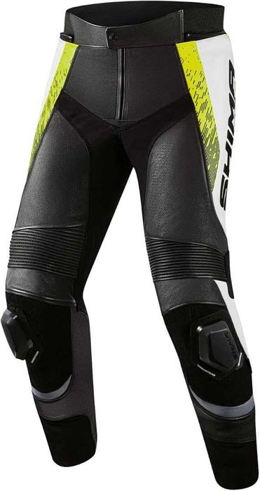 Кожен мото панталон SHIMA STR 2.0 WHITE/FLUO ,всички протектори