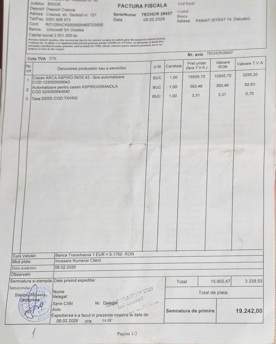 Vand Arca-Caldaie 43 kw cazan inox