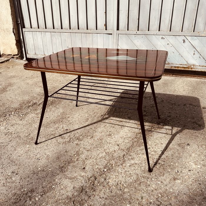 Винтидж холна маса 60-те години – ръчно рисуван плот – Mid Century