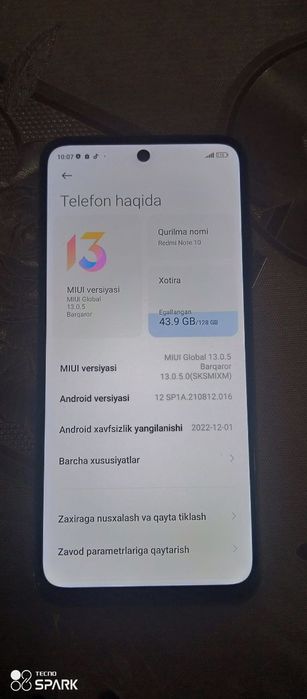 Redmi 10 not 5 G 128 tali idyal 90 Gts