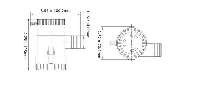 12V волта 1100GPH=4200л/час отводнителна потопяема водна помпа