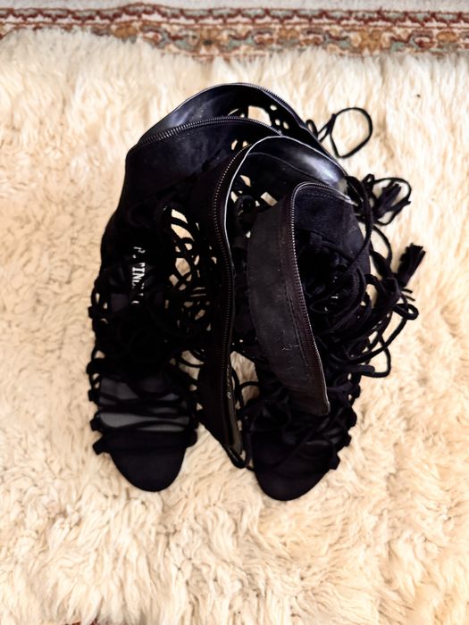 Sandale piele naturala, negru, 38, superbe