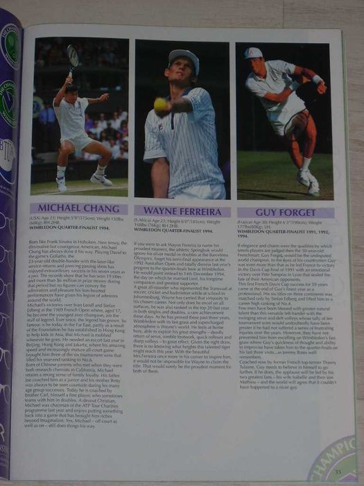 Официално списание от тенис турнира Уимбълдън 1995 с Магдалена Малеева