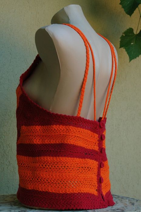 ~top.damă.orange~hand.made~unicat~