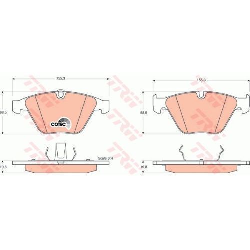 Placute frana Bmw 1 Cupe, 2006-2013, Seria 3, 2004-2011, 6 Cabriolet, 2004-2010, Seria 7, 2001-2009, X1, 2009-2015, Z4TRW