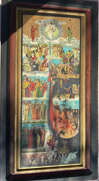 Vând Icoană pictată pe lemn - ,,Judecata de Apoi” mărime (60x34) cm