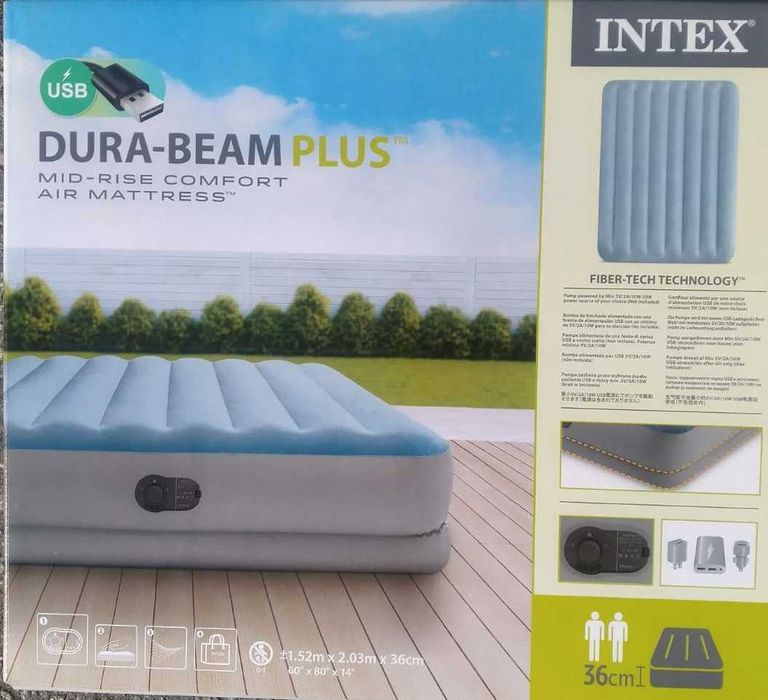 НАДУВАЕМ двоен ДЮШЕК легло, матрак спалня  203X152X36 СМ с USB помпа