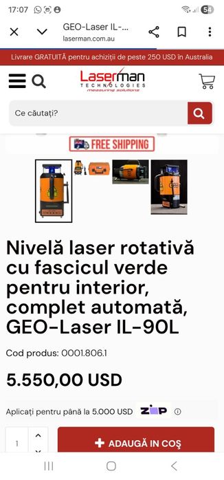 Nivelă laser pentru canalizare GEO KL - 90L