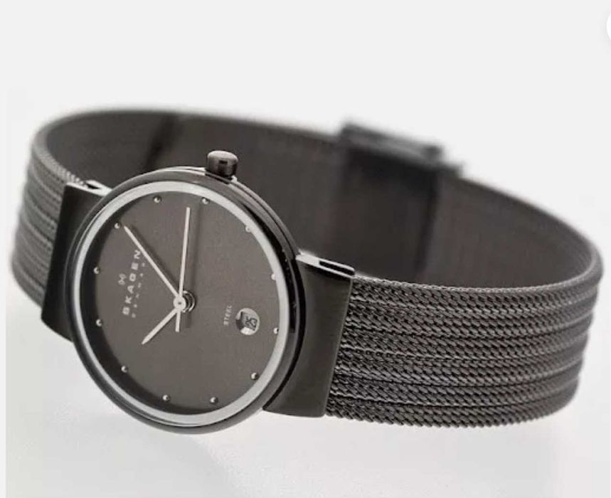 Ceas dama gri, Skagen Women's 355SMM1 Grey Mesh Stainless Steel Watch