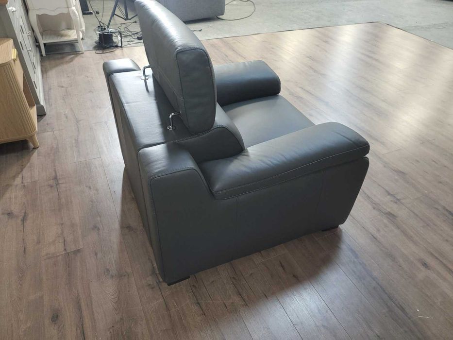 Италиански сив кожен фотьойл Ancona