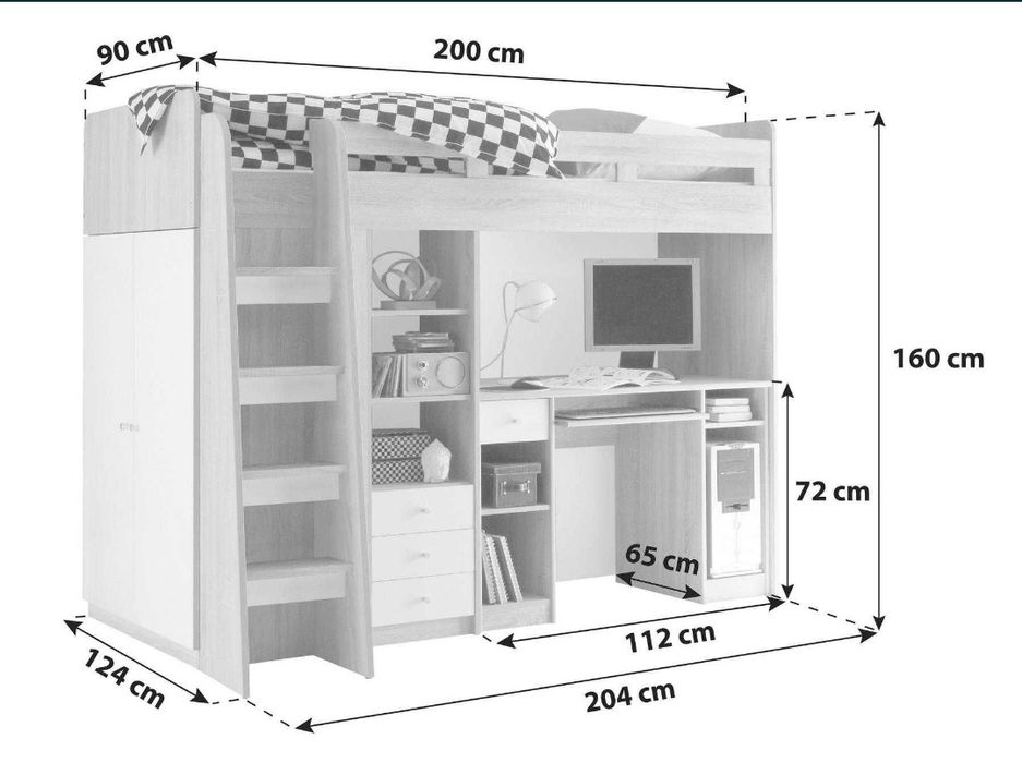 2 Paturi suprapuse cu birouri şi şifoniere incorporate,folosite,ca noi