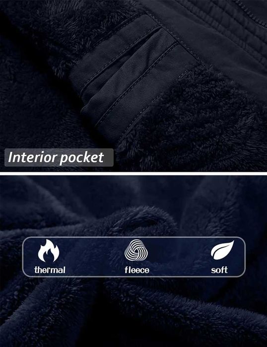 Geacă de iarnă-primavara  TACVASEN pentru bărbați, fleece, albastru ma