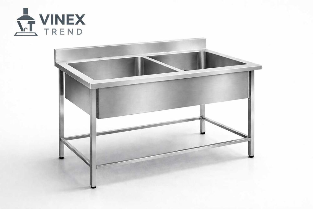 Двойная мойка из нержавейки для кафе и ресторанов | Под заказ