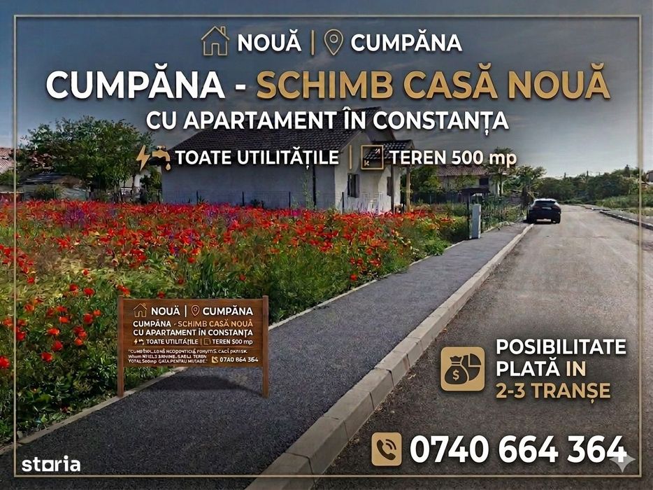 Vând/Schimb Casă Nouă în Cumpăna cu apartament în Constanța