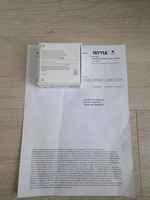 Airpods 4 ANC - Noi, Sigilate - Factura iStyle