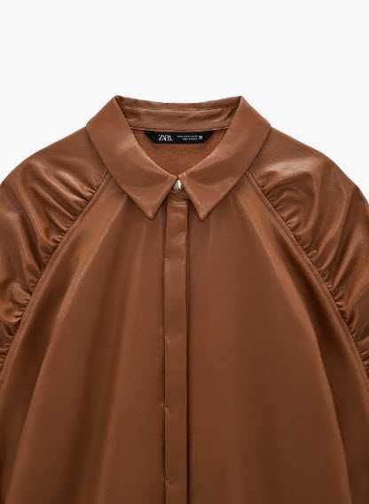 Кожена връхна риза/яке Zara, размер S