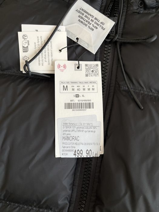 Geaca Zara de barbati din puf de rata si pene