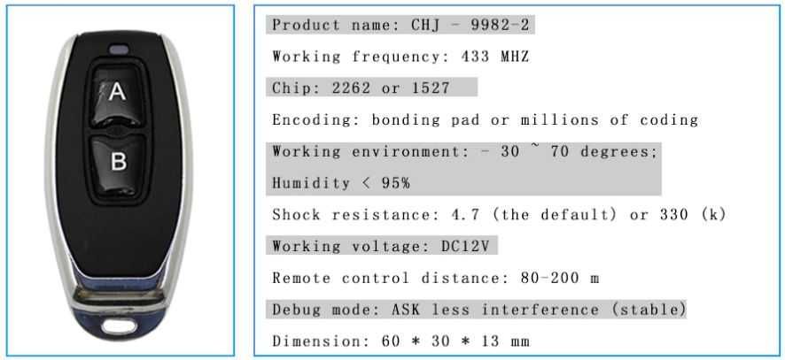 Releu Telecomanda 5-12-24-30-48-60V 2 canale automatizari usi porti