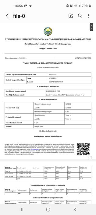 Кадастр бор Халкабад Янгиюль Бобур МФЙ (Штаб канал) янги номи Ифтихор