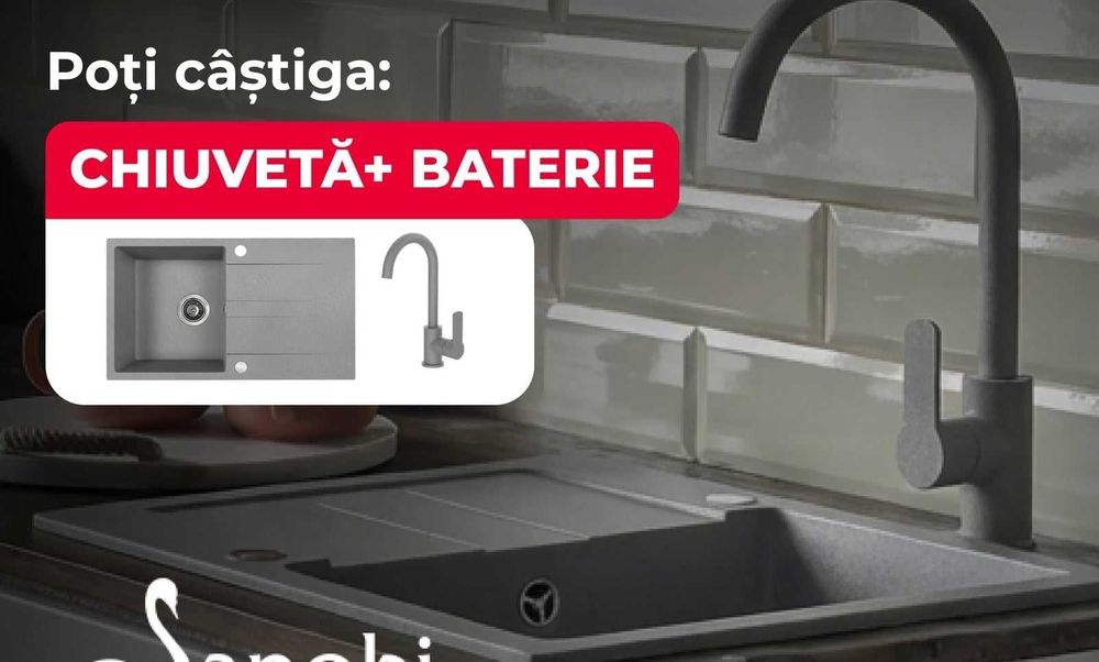 Pachet chiuvetă și baterie din granit Sanobi 76/44cm
