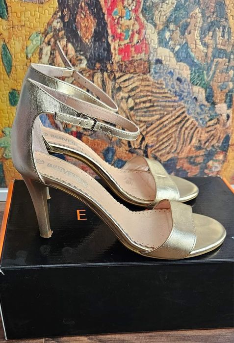 Sandale aurii piele naturala