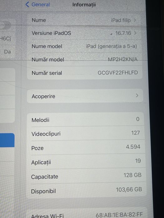 Ipad ( generatia a5a ) 128 gb