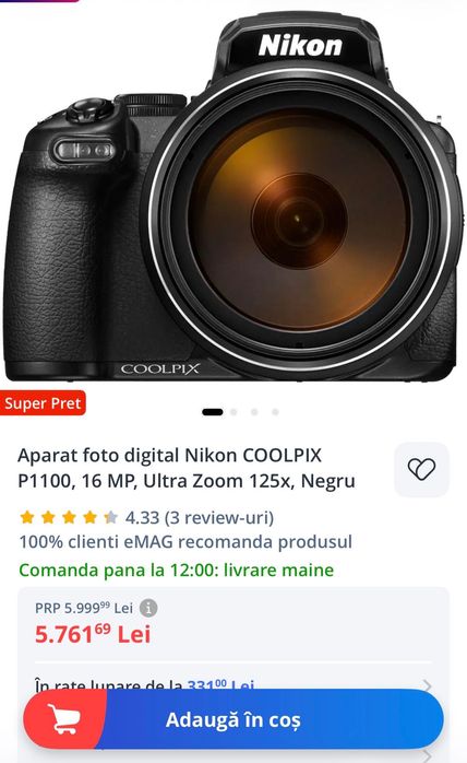Aparat foto digital Nikon COOLPIX P1100