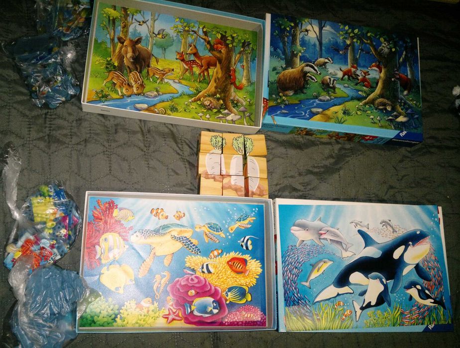 дървени играчки- пъзели, лабиринт,мозайка,кубчета