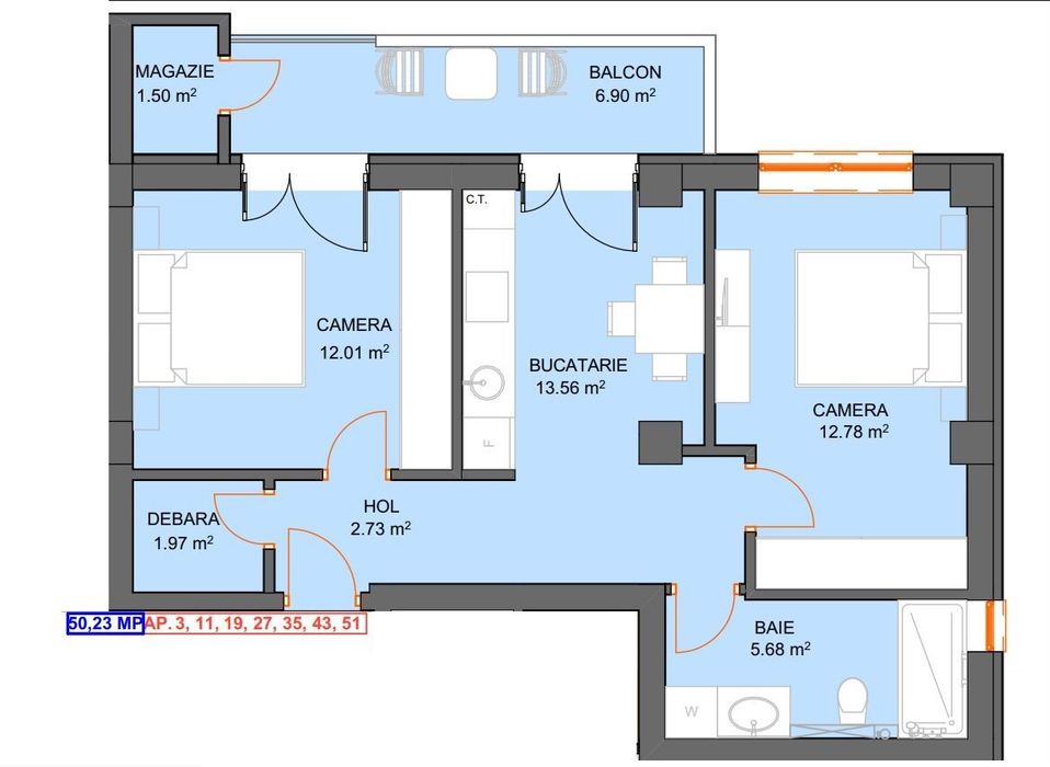 Apartament 2 camere ,decomandat, etaj 1,parcare, insorit , zona Supeco