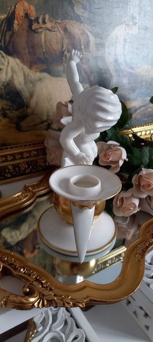 Рядък Арт Деко порцеланов свещник