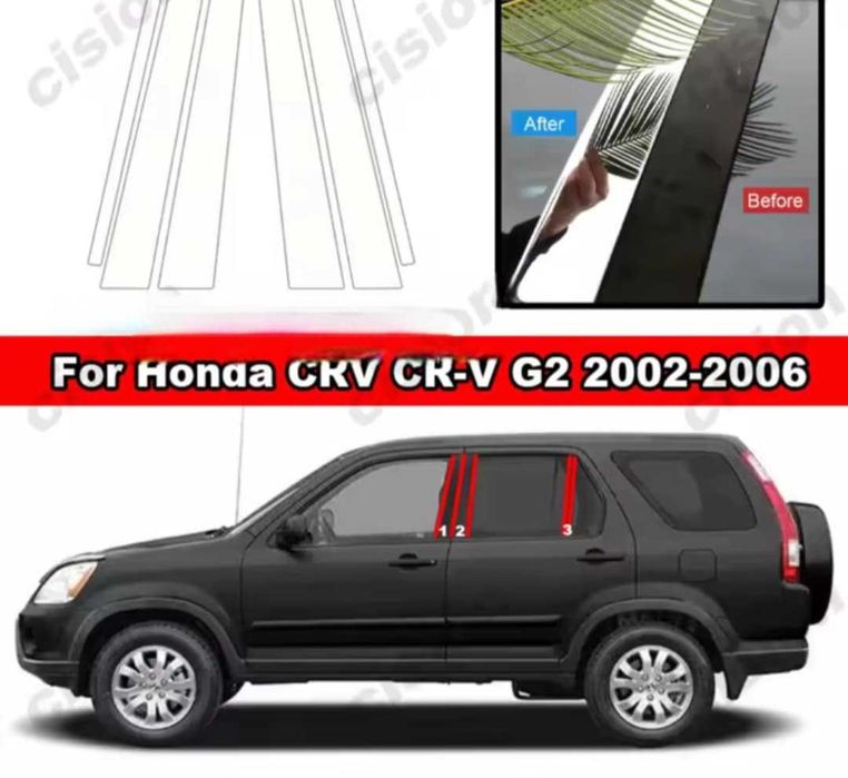 № 336 Никел хром или черно фолио колонки на врати за Хонда ЦРВ и ЦРВ 3