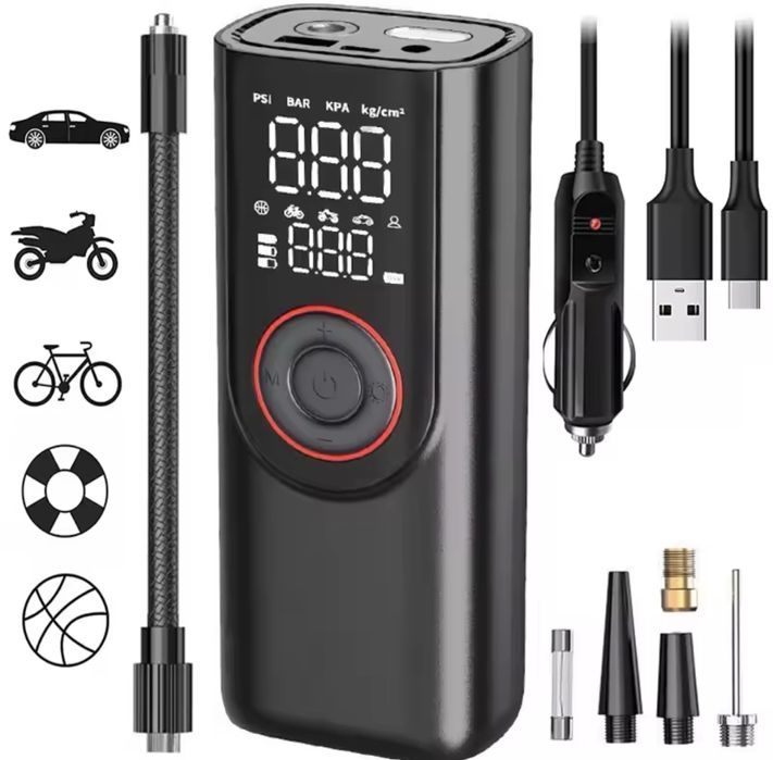 Pompa Portabila pe Baterie Auto/Moto compacta
