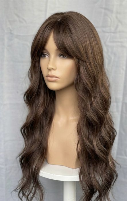 НОВА Кафява естествена перука! 100% високо качество