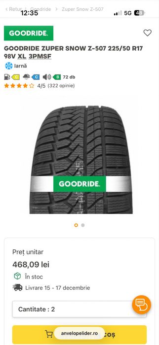 Schimb / vând jante aluminiu 17” 5x115 cu anvelope iarnă