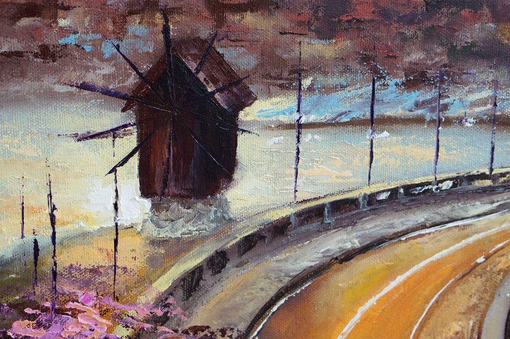 "Златен Несебър" Картина 60х50см, Маслена живопис с шпакла