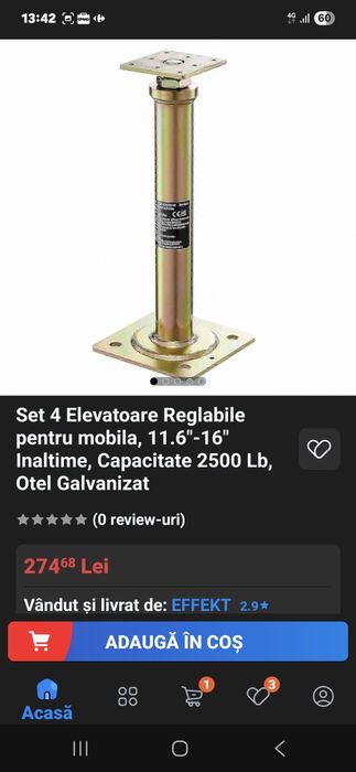 Suport otel reglabil de la 22 cm la 33 cm