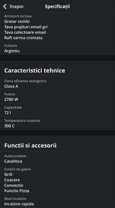 Cuptor incorporabil Electrolux  EOA3450AOX, electric, 72 l
